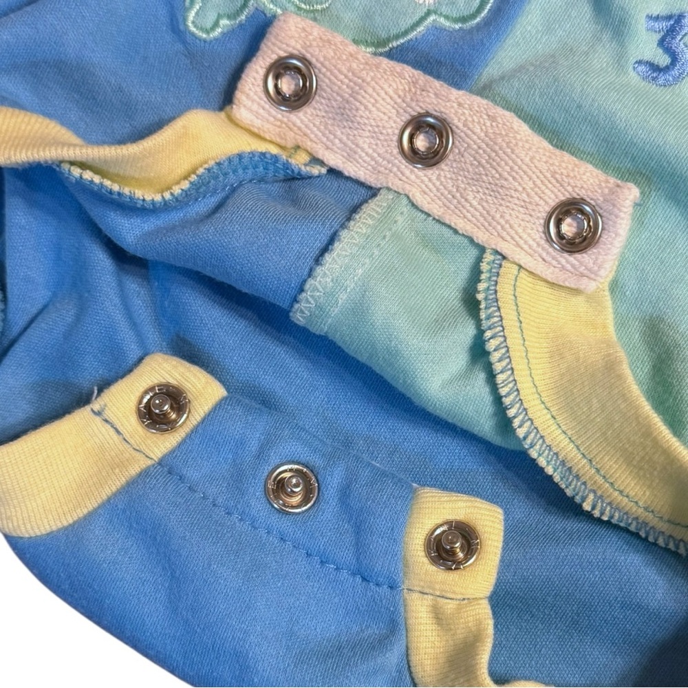 Vintage 1991 Lovespun Baby Colorblock Romper Applique Animals 6–9 Months Pastel - Picture 4 of 6